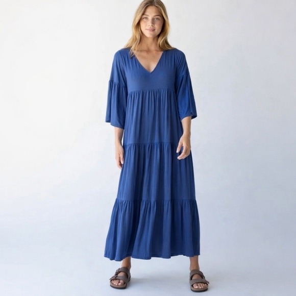 NATURAL LIFE Dresses & Skirts - Natural‎ Life Charlotte Tiered Midi Dress Blue Sz S